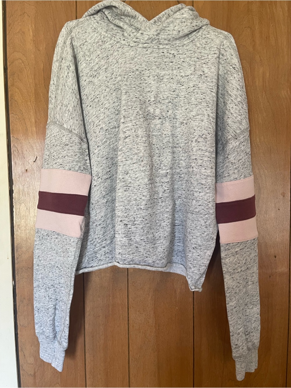 Abercrombie & fitch small Women's Gray Hooded Pullover with Pink Stripes